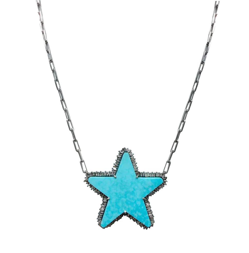 S. Carter- Silver Turquoise Star Necklace
