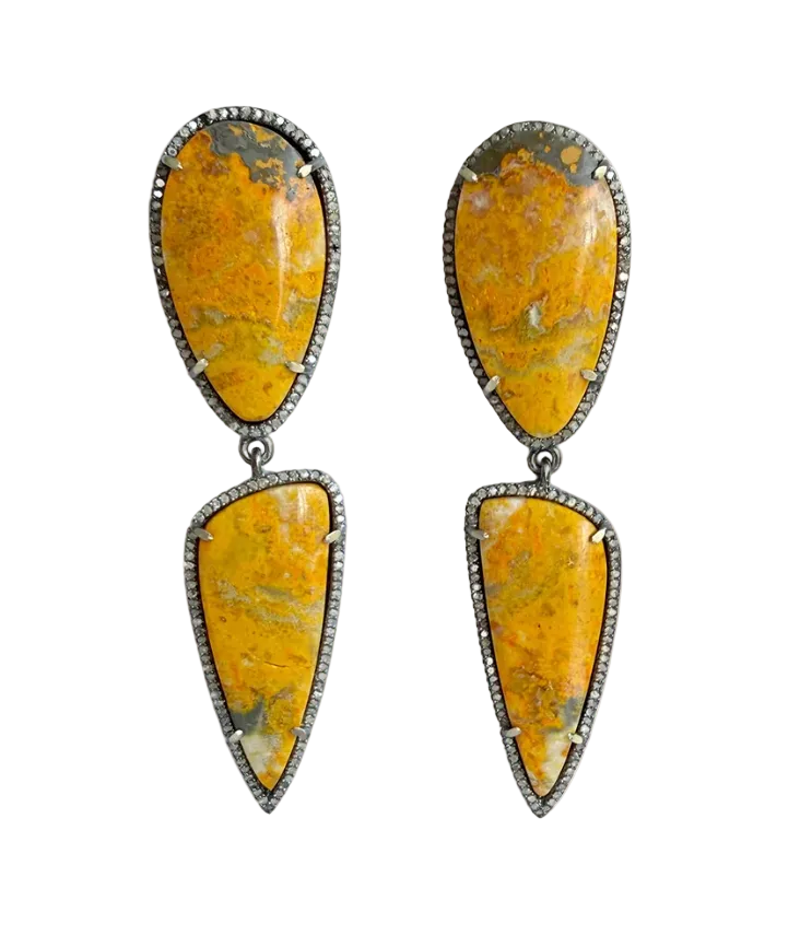 S. Carter- Bumble Bee Jasper Double Drop Earrings