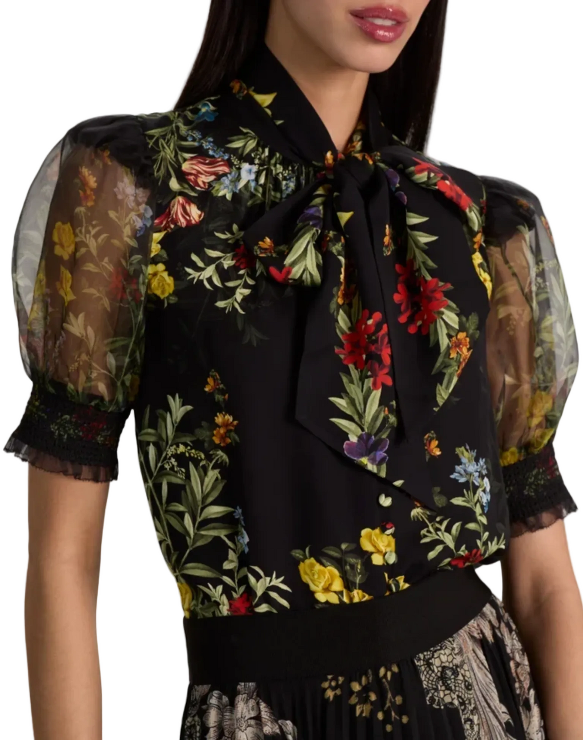 alice+olivia- Brentley Puff Sleeve Blouse