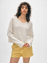 Load image into Gallery viewer, White + Warren - Cashmere Featherweight Cuffed V Neck
