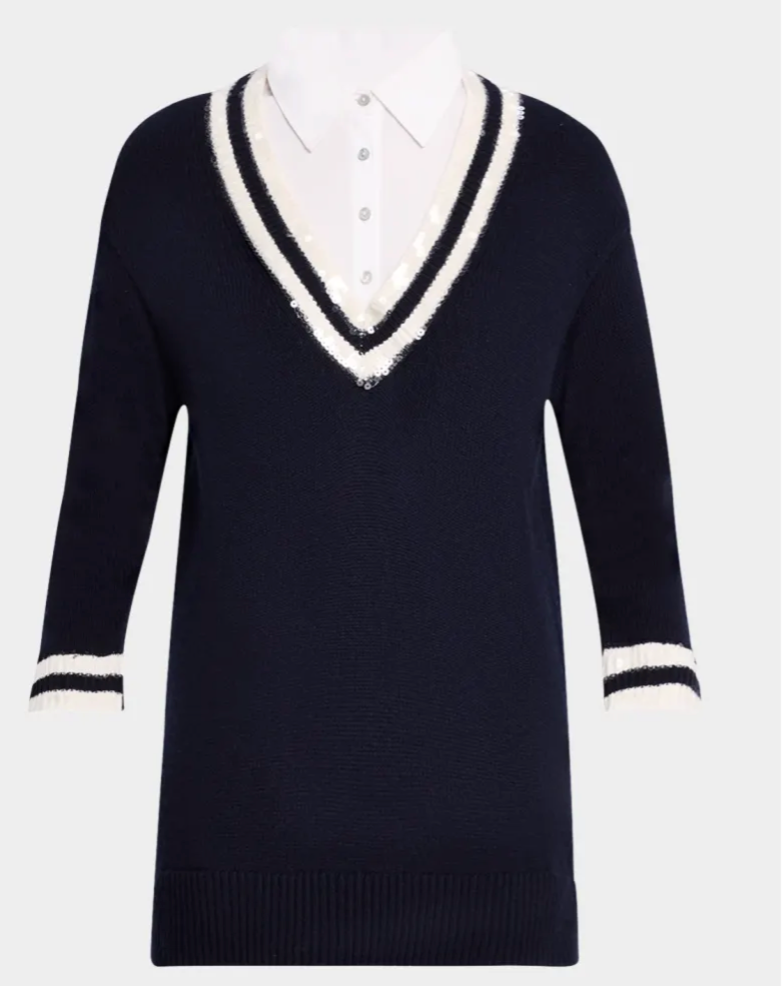 Cinq a Sept- Sequin Deep V Santina Dress