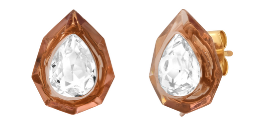 TAI- Pear Shaped Glass Stud with Resin Bezel