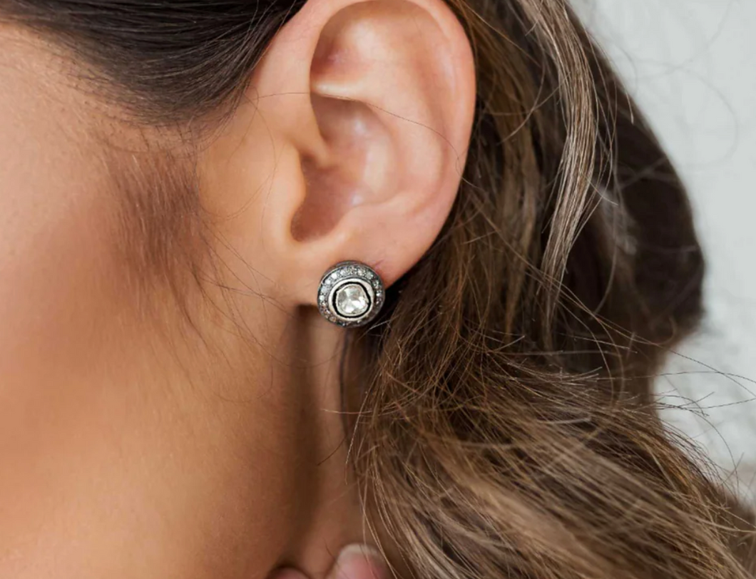 S.Carter- Sliced Diamond + Pave Stud