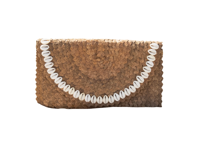 TWR- Cowrie Shell Straw Clutch