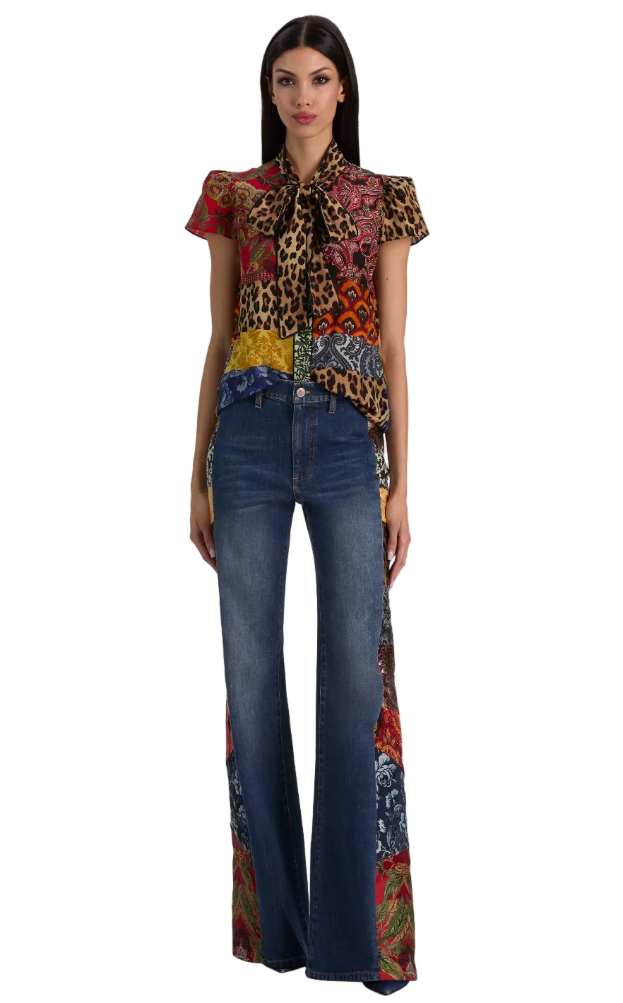 alice+olivia- Jeannie Bow Collar Button Down