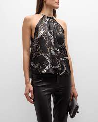L'Agence- Tillie Chain Neck Scarf Top