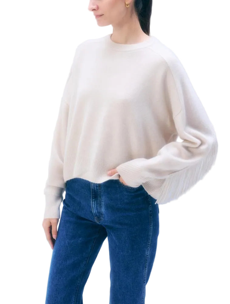 CASHMERE BLEND LUXE FRINGE CREW